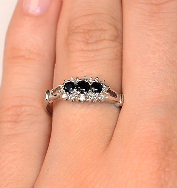 Sapphire 0.34ct And Diamond 9K White Gold Ring